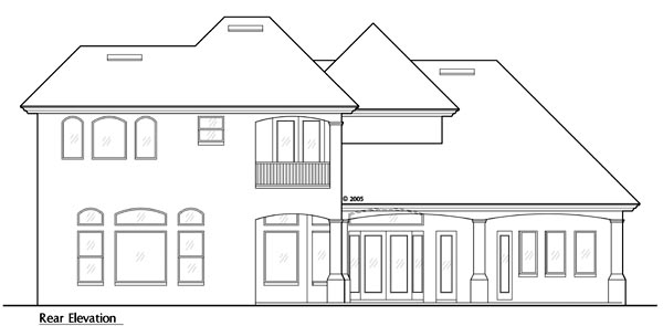 European Rear Elevation of Plan 64648