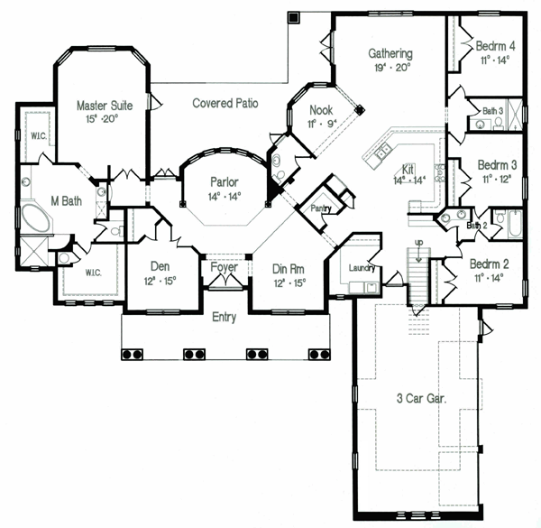 Florida Mediterranean One-Story Level One of Plan 64651