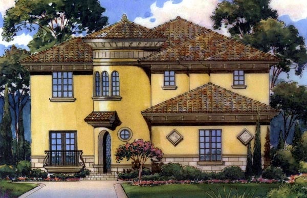 Florida, Mediterranean Plan with 3730 Sq. Ft., 4 Bedrooms, 5 Bathrooms, 2 Car Garage Elevation