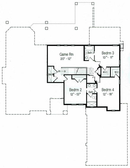 House Plan 64659 Second Level Plan