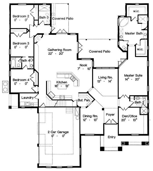 One-Story Traditional Level One of Plan 64662