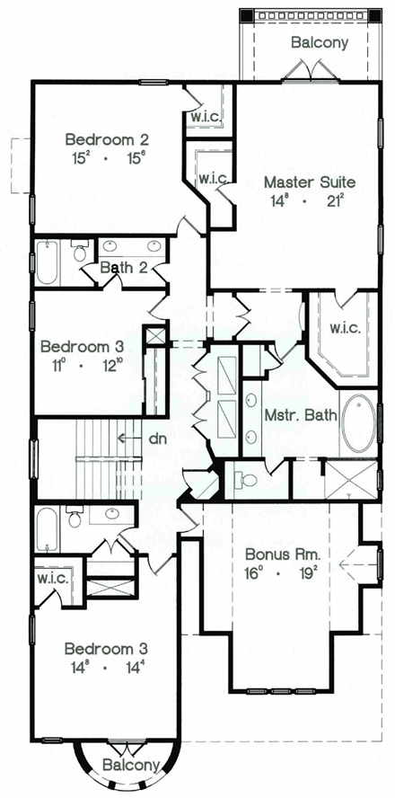 House Plan 64665 Second Level Plan
