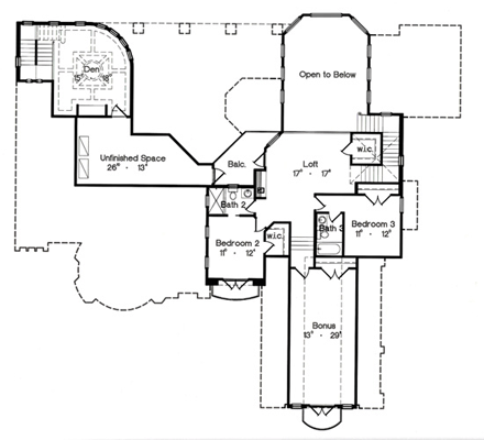 House Plan 64666 Second Level Plan