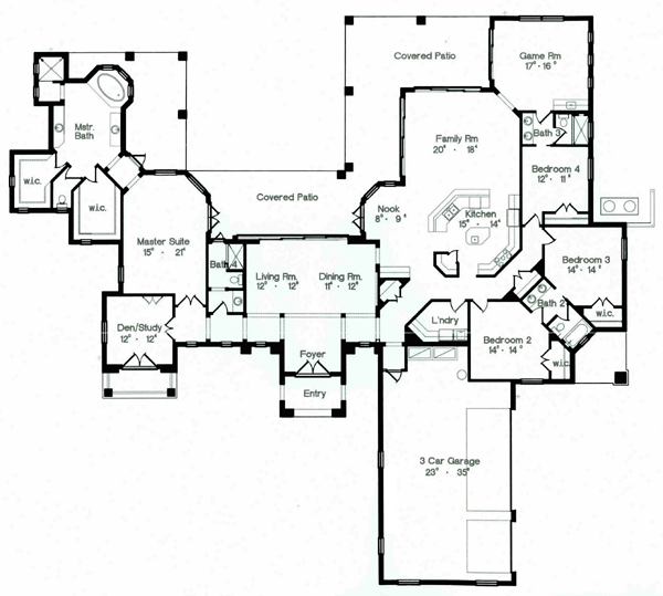 Florida Mediterranean One-Story Level One of Plan 64669
