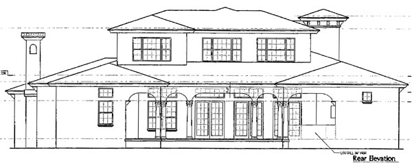 Florida Mediterranean Rear Elevation of Plan 64680