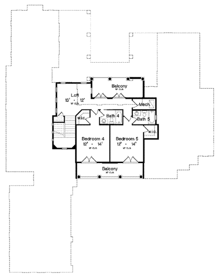 House Plan 64685 Second Level Plan