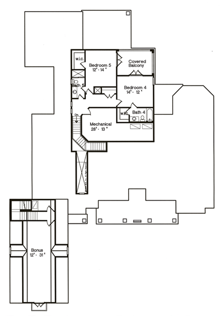 House Plan 64686 Second Level Plan