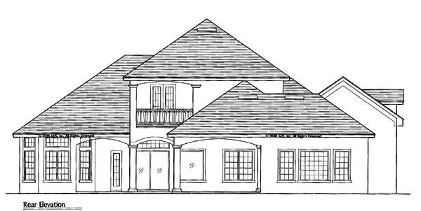 Traditional Rear Elevation of Plan 64686