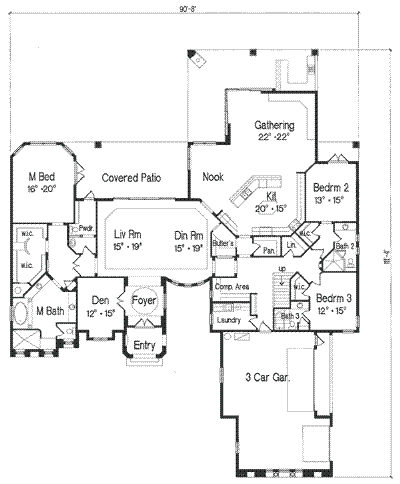 Florida Mediterranean One-Story Level One of Plan 64690