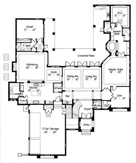 House Plan 64697 First Level Plan