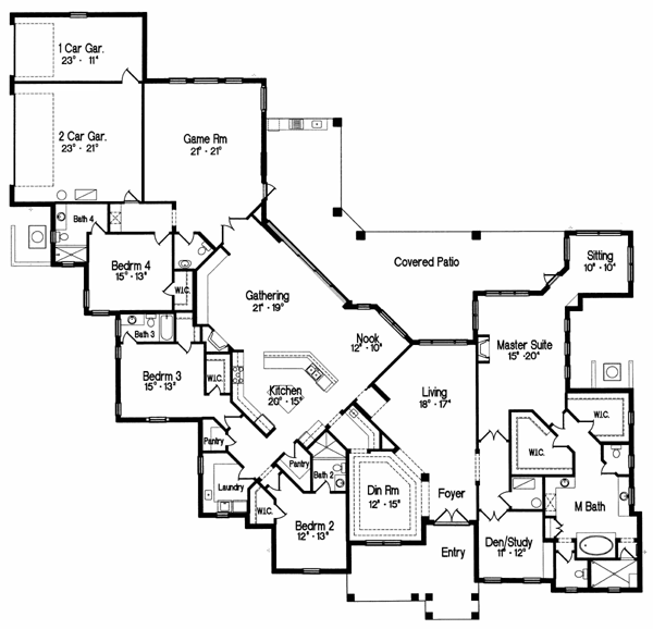 European One-Story Level One of Plan 64716