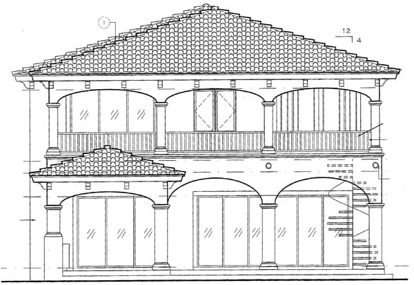 European Rear Elevation of Plan 64723