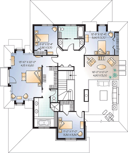 House Plan 64802 Second Level Plan