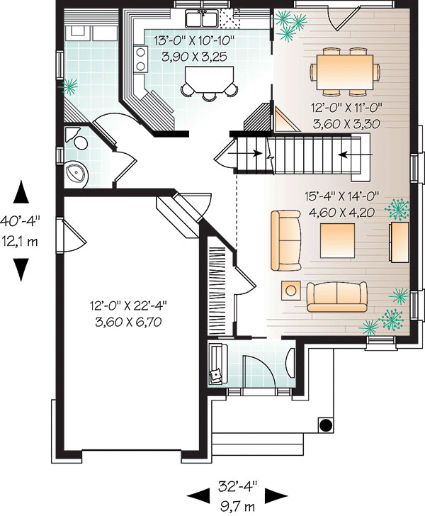 Narrow Lot Traditional Level One of Plan 64803