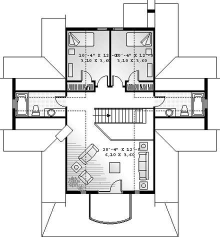 House Plan 64808 Second Level Plan