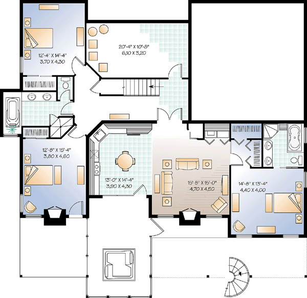 Contemporary Craftsman Lower Level of Plan 64811