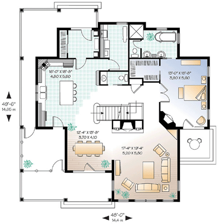 House Plan 64812 First Level Plan