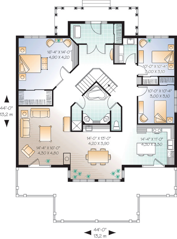 European One-Story Level One of Plan 64813