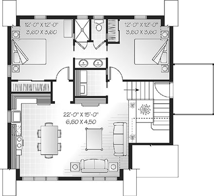 Garage Plan 64817 - 2 Car Garage Apartment Second Level Plan