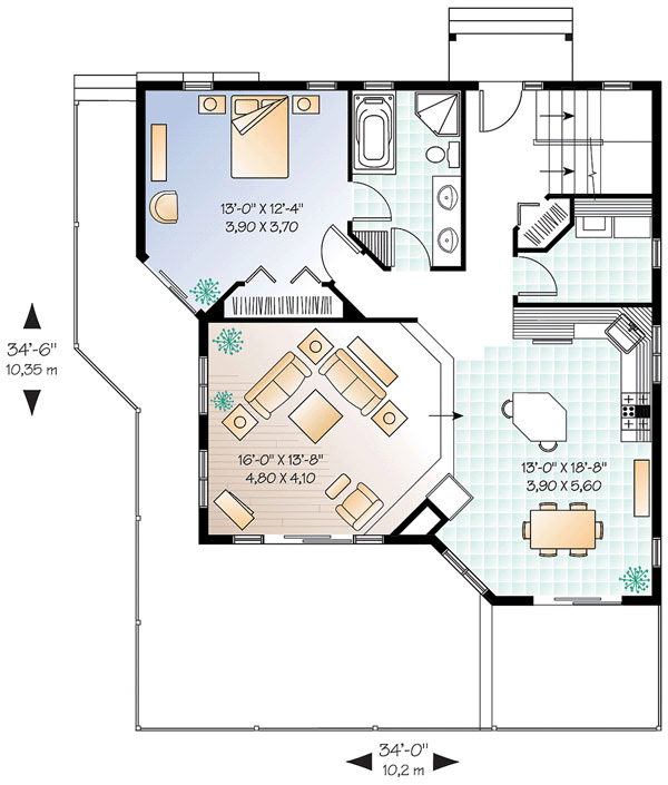 Contemporary Narrow Lot Level One of Plan 64818
