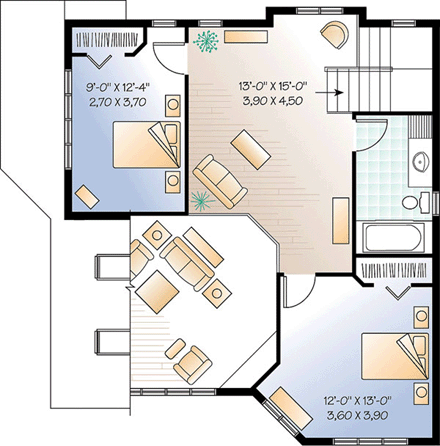 House Plan 64818 Second Level Plan