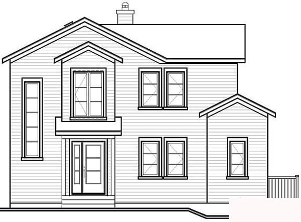 Contemporary Narrow Lot Rear Elevation of Plan 64818