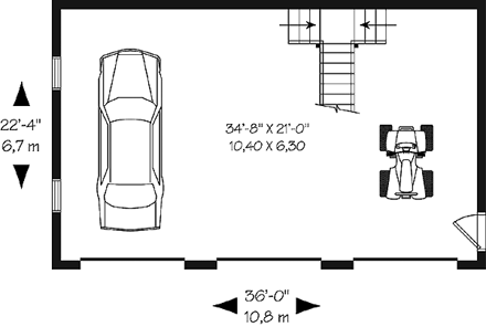 Garage Plan 64821 - 3 Car Garage First Level Plan