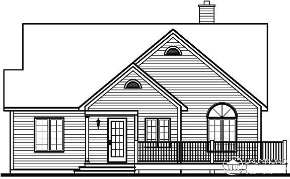 Country Narrow Lot One-Story Rear Elevation of Plan 64823