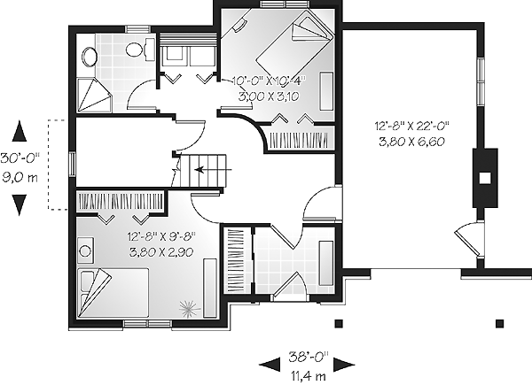 Craftsman Narrow Lot Tudor Lower Level of Plan 64824