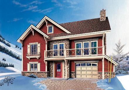 Craftsman Narrow Lot Tudor Elevation of Plan 64824