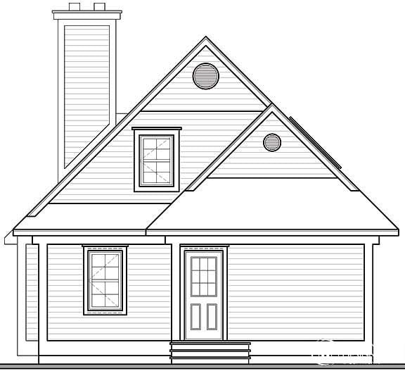 Cottage Traditional Rear Elevation of Plan 64828