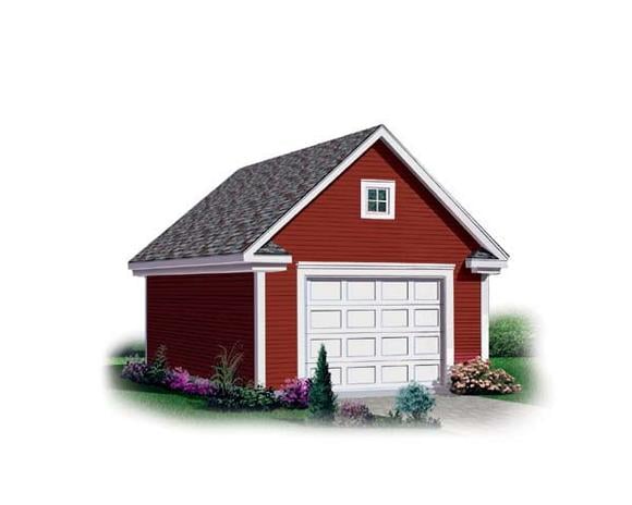 Garage Plan 64832 - 1 Car Garage Elevation