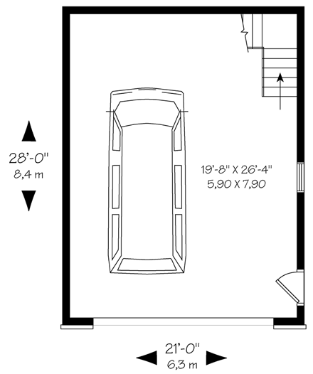 Garage Plan 64837 - 2 Car Garage First Level Plan