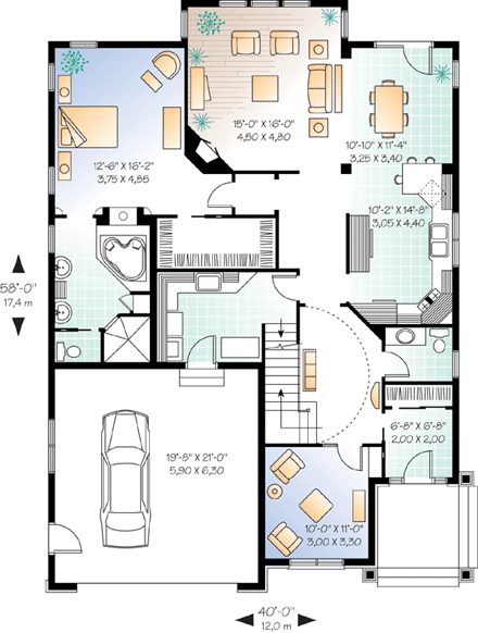 House Plan 64851 First Level Plan