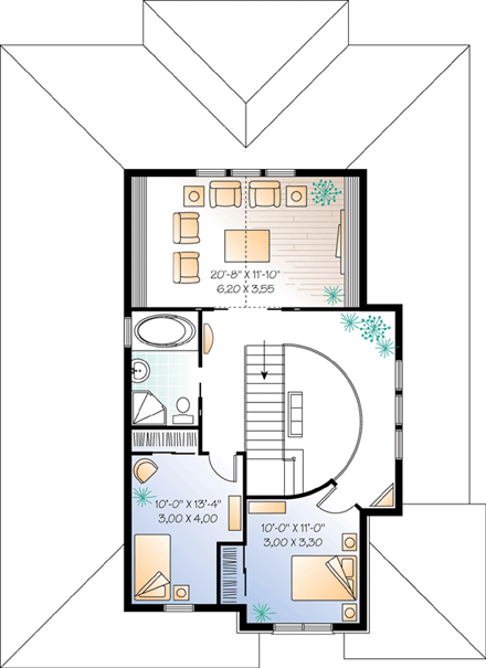 House Plan 64851 Second Level Plan