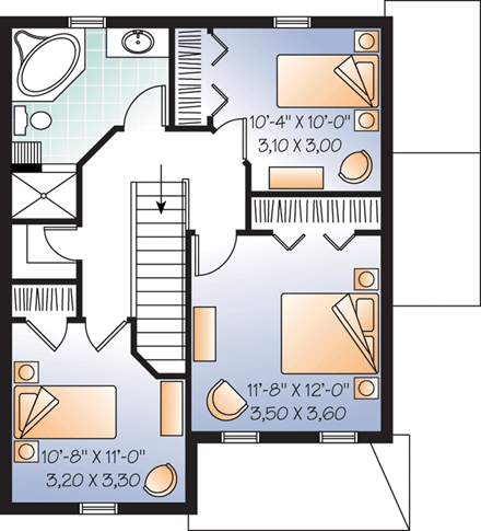 House Plan 64853 Second Level Plan