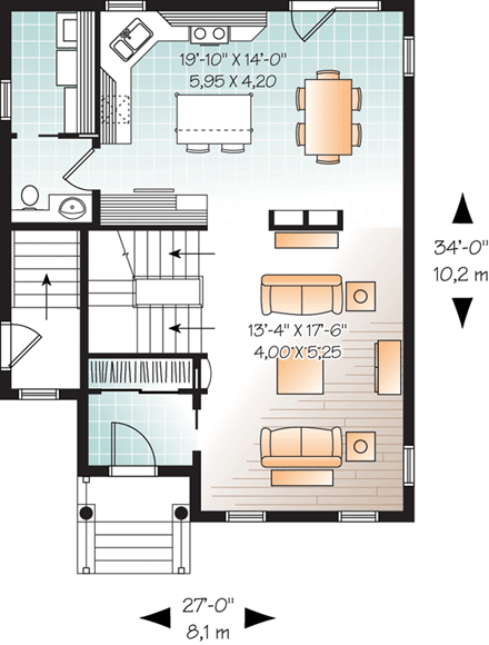 House Plan 64855 First Level Plan