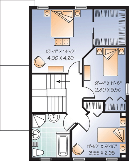 House Plan 64855 Second Level Plan