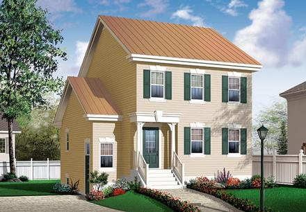 Narrow Lot Traditional Elevation of Plan 64856