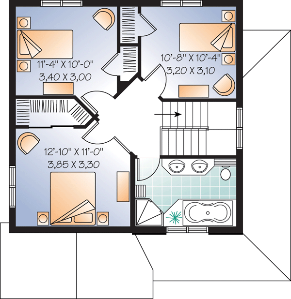 Country Farmhouse Narrow Lot Level Two of Plan 64857