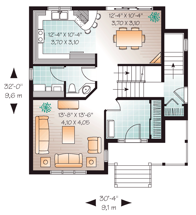 Country Farmhouse Level One of Plan 64858