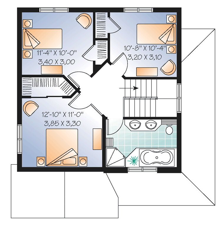 Country Farmhouse Level Two of Plan 64858