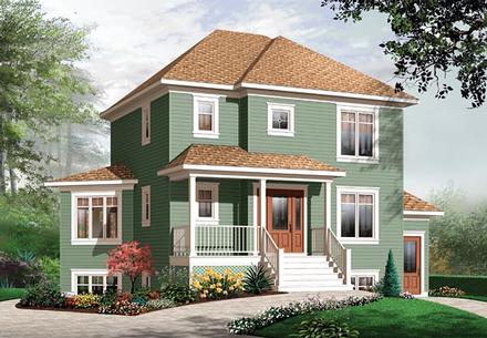 Country Narrow Lot Traditional Elevation of Plan 64859
