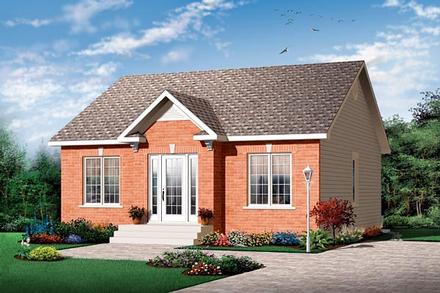 Contemporary Narrow Lot One-Story Traditional Elevation of Plan 64884