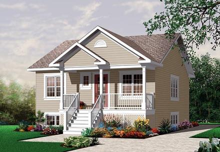 Bungalow Country Narrow Lot One-Story Elevation of Plan 64887