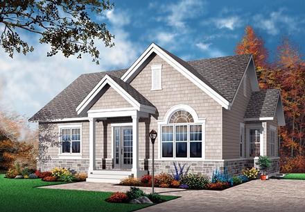 Bungalow Craftsman European Narrow Lot One-Story Elevation of Plan 64889