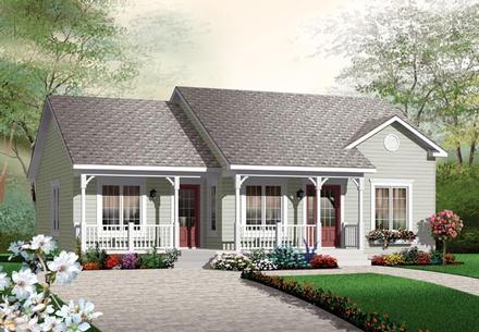 Bungalow Colonial One-Story Traditional Elevation of Plan 64891