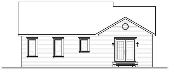 Bungalow Colonial One-Story Traditional Rear Elevation of Plan 64891