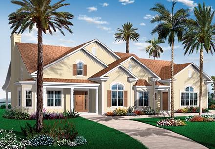 Florida Mediterranean One-Story Elevation of Plan 64893