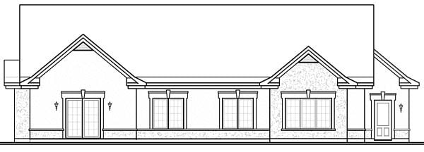 Florida Mediterranean One-Story Rear Elevation of Plan 64896